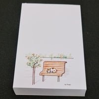Note Pad Cat on the bench